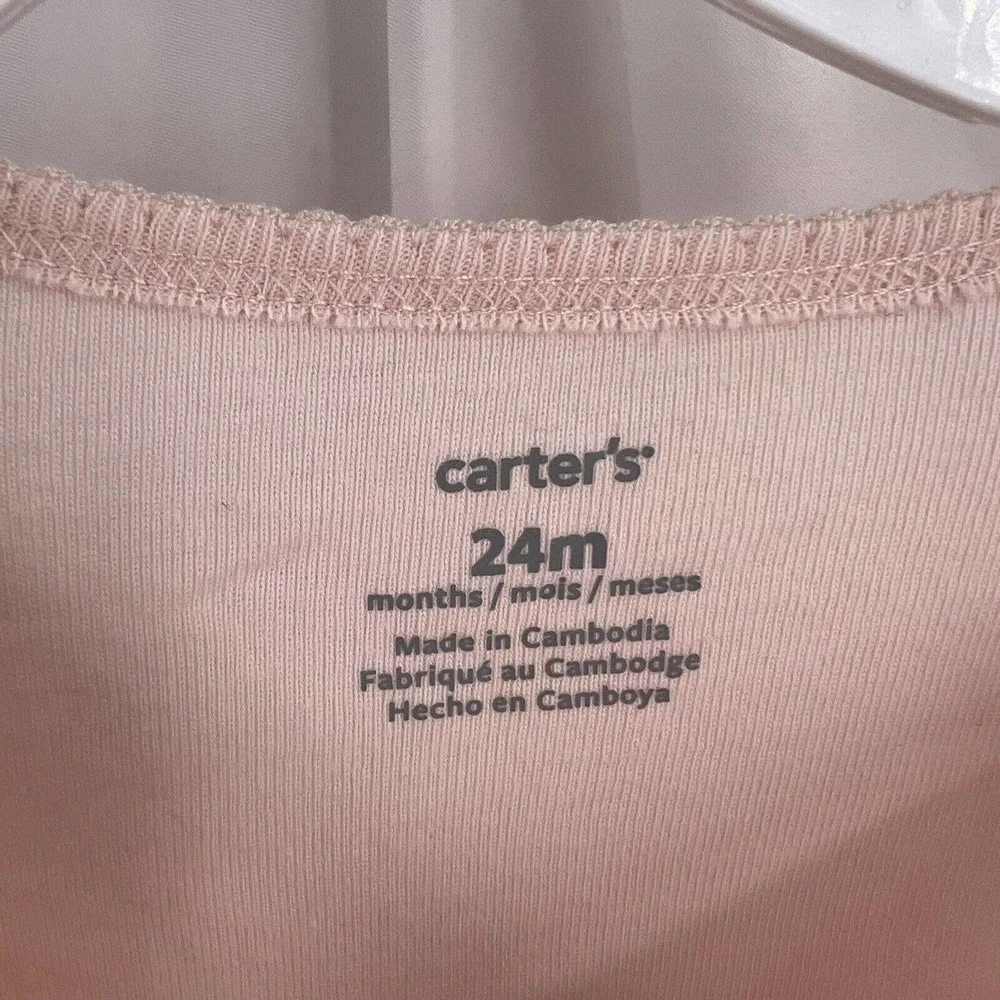 Carters Two Pack Long‎ Sleeve Pink Bodysuit 24 Month New